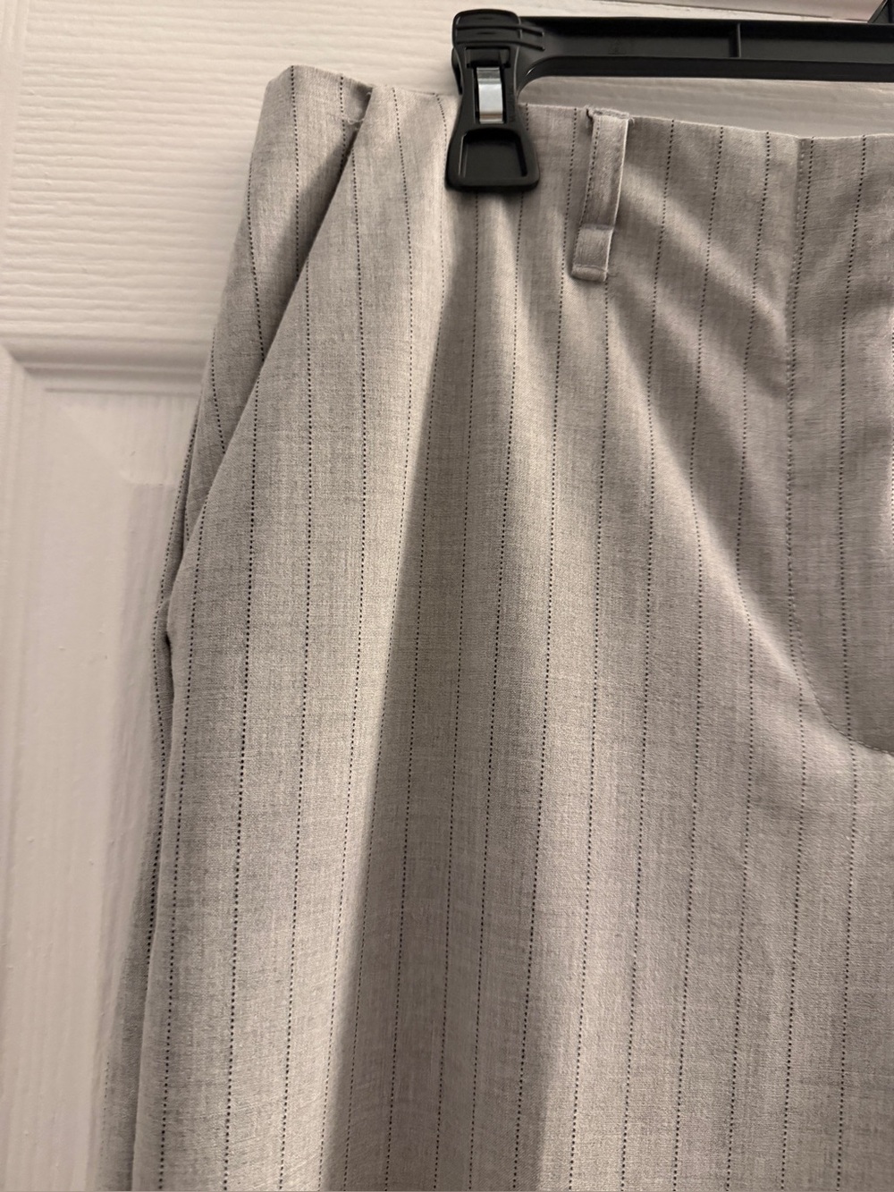 RACHEL ZOE Women’s Gray Pinstripe Wide Leg Pants NWT High Rise Dress Trouser - Picture 4 of 10